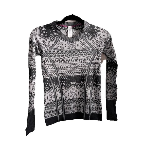 ivivva by lululemon Glacier Geometric Long Sleeve Blouse Size 10 - Picture 1 of 8